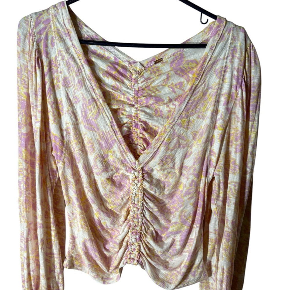 Free People Multicolor Ruched Blouse